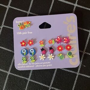 Claire's Vibrant Floral and Insect Earring Set